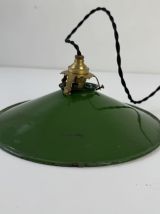 SUSPENSION INDUSTRIELLE ANCIENNE EMAILLEE CONIQUE  25 CM