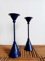 Paire de bougeoirs design Memphis 1980 