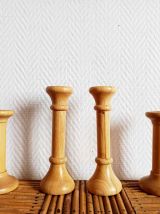 Lot de bougeoirs scandinaves bobine en noyer 