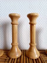 Lot de bougeoirs scandinaves bobine en noyer 