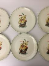 6 assiettes à dessert et le Plat Vintage / Gien / Modèle Arm