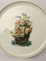 6 assiettes à dessert et le Plat Vintage / Gien / Modèle Arm