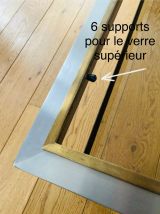Table basse années 1970 St Willy Rizzo métal brossé &amp; laiton