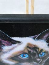 Portrait de chat. Peinture chat birman aux yeux bleus. Repro