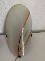 Paire appliques vintage 1960 pétales opaline laiton - 21 cm