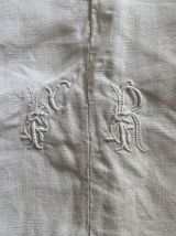 Drap de trousseau fil de lin fin 19e.
