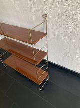 Etagère vintage 1960 métal bois et doré - 70 x 59 cm
