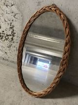 Miroir en osier années 70