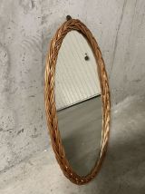 Miroir en osier années 70