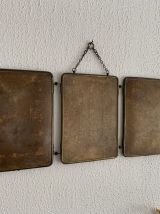 Miroir vintage 1930 triptyque barbier cristal simili cuir do