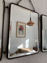 Miroir vintage 1930 triptyque barbier cristal simili cuir do