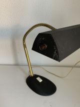 Lampe vintage 1960 de banquier Aluminor noire dorée - 45cm