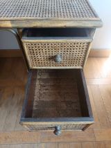 Grand bureau rotin et cannage style Maugrion 1970 
