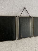 Miroir vintage 1930 triptyque barbier cristal biseauté noir 