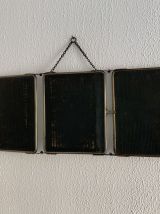 Miroir vintage 1930 triptyque barbier cristal biseauté noir 