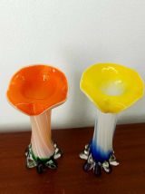 Paire de vases colorés Murano vintage