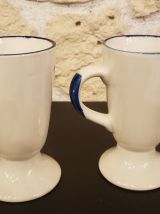 Deux mazagrans vintage en céramique - motif floraux vintage 