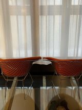 Paire de fauteuils Knoll Bertoia Diamond orange