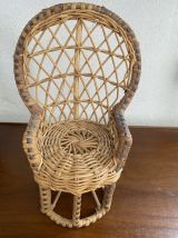 Petit salon rotin pour poupees annees 70.
