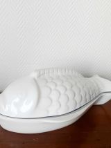 Grand plat à poisson en céramique vintage