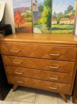 commode vintage année 60 bois naturel
