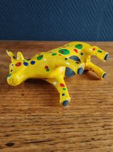 Tirelire Vache Pop Art Vintage en Céramique Jaune