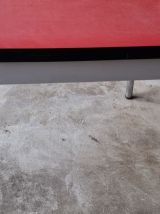 Table vintage formica rouge  pieds chromés+tiroir+ 2 rallong