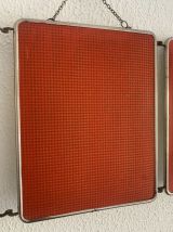 Miroir vintage 1960 triptyque barbier rouge Mirbel Paris  - 