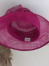Chapeau en raphia rose fuchsia - taille 57