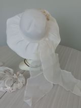 Chapeau capeline de mariée + serre-tête assorti