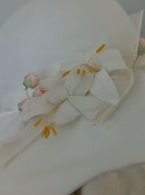 Chapeau capeline de mariée + serre-tête assorti