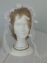 Chapeau capeline de mariée + serre-tête assorti