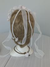 Chapeau capeline de mariée + serre-tête assorti
