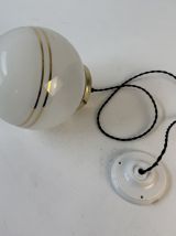 PAIRE D’ANCIENNES SUSPENSIONS VERRE GRANITE VINTAGE