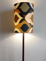 Lampadaire en teck scandinave et abat-jour style 1970 