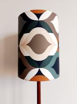 Lampadaire en teck scandinave et abat-jour style 1970 