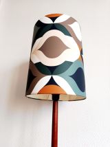 Lampadaire en teck scandinave et abat-jour style 1970 