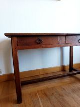 Table de ferme ou bureau rustique estampillé vers 1920