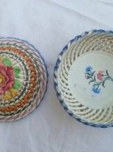 Bonbonnière faience, barbotine , vintage