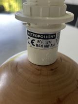 Lampe boule en bois clair
