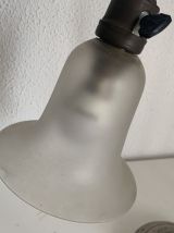 Lampe vintage 1930 Art Déco bureau laiton nickelé verre dépo