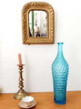 Bouteille diamant en verre d’Empoli bleu 1950