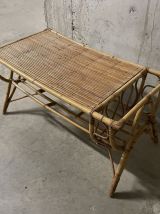 Table basse en rotin années 60