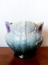 Cache pot art nouveau aux pivoines en barbotine 