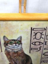 Tableau d'un chat abyssin d'inspiration Egypte antique. 