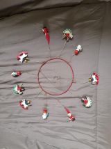 Mobile couronne de suspensions ornements bois noël vintage