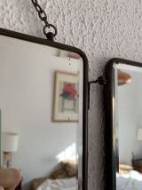 Miroir vintage 1930 triptyque barbier cristal simili cuir do