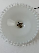 SUSPENSION ANCIENNE DENTELEE EN OPALINE  26 CM VINTAGE