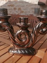 Paire de chandeliers Vallauris noir métallisé 