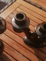 Paire de chandeliers Vallauris noir métallisé 